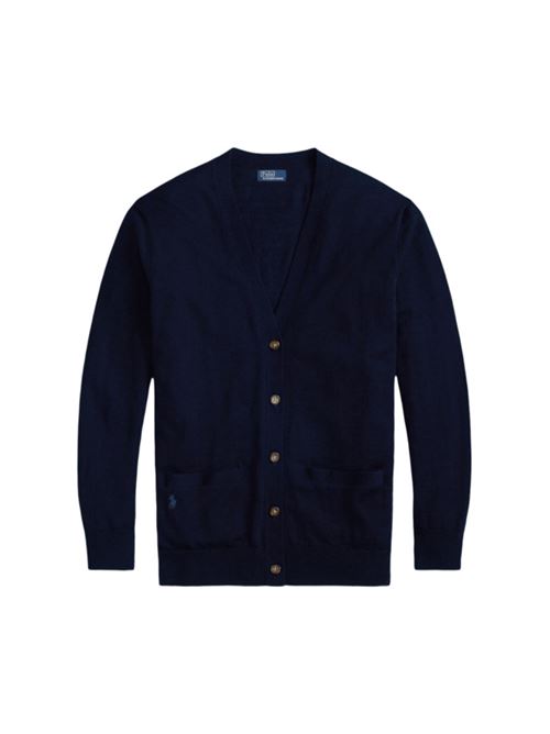 Cardigan da donna in misto lana , scollo a V, tasche applicate, colore navy POLO RALPH LAUREN | 211972138004